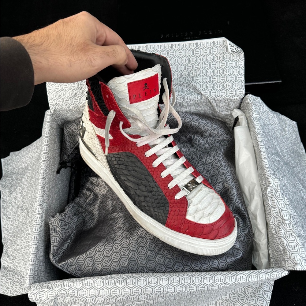 Philipp Plein Red, Black, and White Men's Sneakers